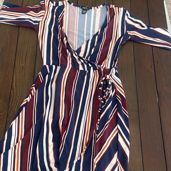 Rue21 Asymmetrical Striped Dress - Navy, Red, White - Picture 5 of 8